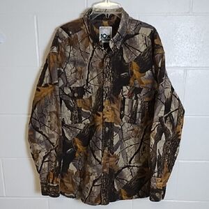 Woodland Camouflage Button-Up Shirt jscket Heavy Brushed Denim Canvas